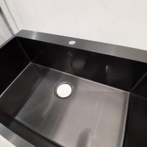 YUTONG TOP-MOUNT SINGLE BOWL STAINLESS STEEL SINK - 31" X 20" X 9" - BLACK image 5