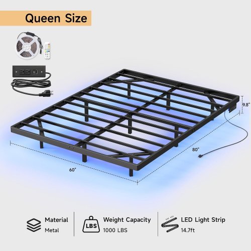 ONBRILL FLOATING BED FRAME WITH LED LIGHTS + CHARGING STATION - QUEEN (MODEL: ON-MT01-QUEEN) image 2