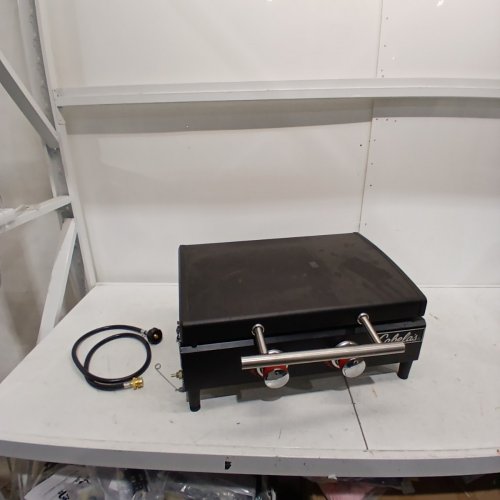 2-BURNER TABLETOP GRIDDLE BBQ - 24,000BTU - 21.7" X 13.9" - BLACK/SILVER (MODEL: CABTTGRD-2) image 2