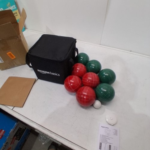 10PC AMAZON BASICS BOCCE BALL SET WITH SOFT CARRY CASE - RED/GREEN image 2