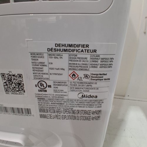 MIDEA DEHUMIDIFIER - 12.5L - WHITE - (MODEL:MAD22C3WMT) image 7