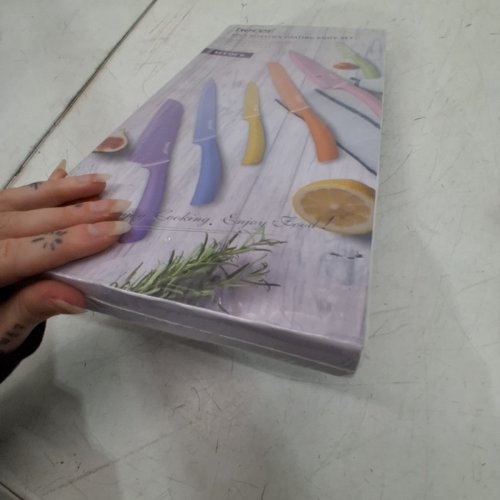6PC HECEF COATED STAINLESS STEEL KITCHEN KNIFE SET - COLORFUL image 3