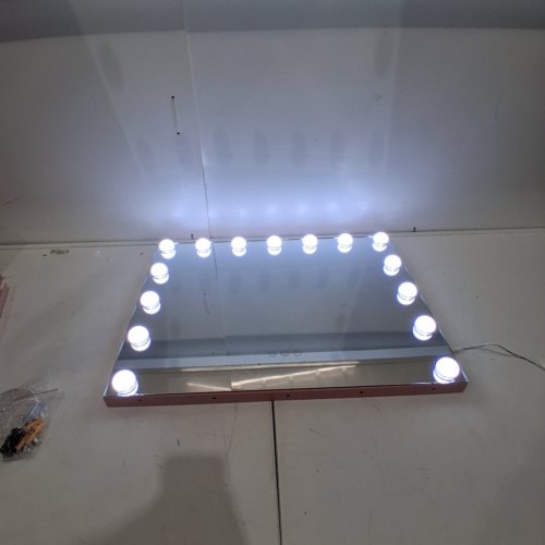 HOLLYWOOD LED VANITY MIRROR WITH BULBS - 22" X 18" - PINK image 2