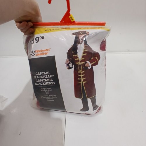 4PC MEN'S PIRATE CAPTAIN BLACKHEART COSTUME - LARGE - RED image 3