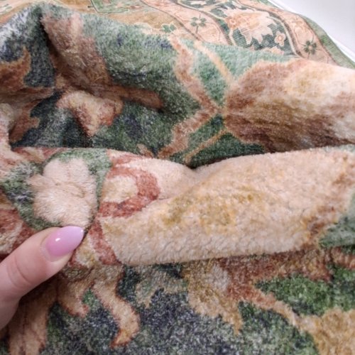 WASHABLE VINTAGE STYLE AREA RUG - 6FT X 9FT - GREEN/BROWN image 3