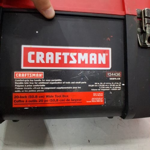 CRAFTSMAN WIDE TOOLBOX - 20" X 9" - RED / BLACK (MODEL: 934436) image 2