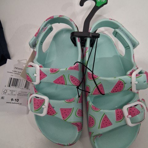 GIRL'S GEORGE DOUBLE BUCKLED SANDALS - SIZE 9-10 - MINT GREEN image 2