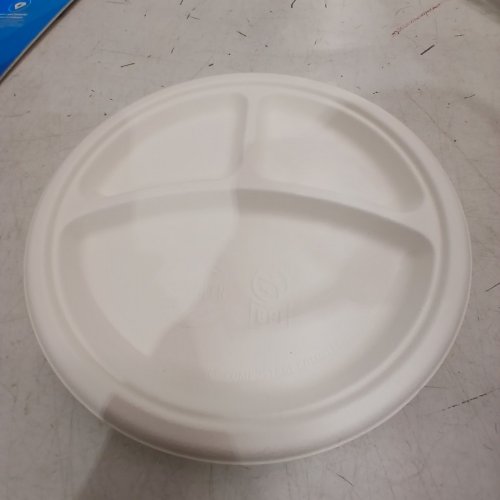 120PK GO4GREEN COMPOSTABLE PAPER PLATES WITH 3 SECTIONS - 10" - WHITE - (MODEL: 1956317) image 2