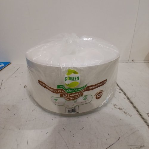 120PK GO4GREEN COMPOSTABLE PAPER PLATES WITH 3 SECTIONS - 10" - WHITE - (MODEL: 1956317) image 4