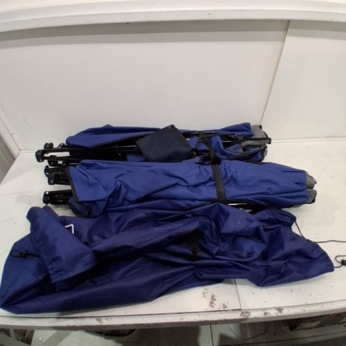2PK OVERMONT FOLDING CAMPING CHAIR WITH COOLER POCKET AND CANOPY/SUN SHADE - 330 LBS MAX - BLUE/GREY image 2