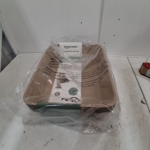 6PK AMAZON BASICS DISPOSABLE CAT LITTER BOX - 17.9"X14.2"X4" - NATURAL image 2
