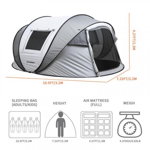 ECHOSMILE INSTANT POP-UP TENT - 5-8 PERSON - GRAY WHITE NAVY image 2