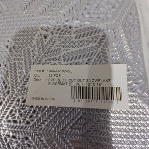 12PK PVC CUT-OUT SNOWFLAKE PLACEMATS - 12" X 18" - SILVER (ITEM: XM-AA1024SL) image 2