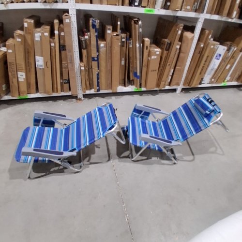 2PK FOLDING CAMPING CHAIRS - 32" - BLUE STRIPED (MODEL: JR-ZKCS-01) image 2