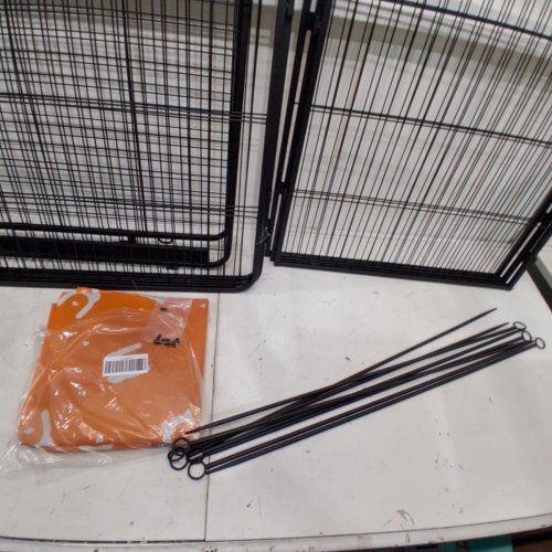 FEANDREA STEEL PET EXERCISE PEN PLAYPEN WITH ROOF - 66.9" X 66.9" - 31.5" - BLACK/ORANGE (MODEL: PPK048B101) image 3
