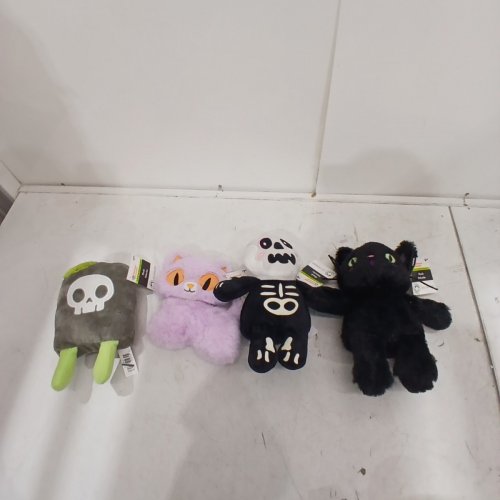 4PC HALLOWEEN GLOW IN THE DARK PLUSH TOYS - 5" EACH - BLACK/PURPLE/GRAY/GREEN image 2