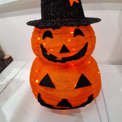 FUNPENY PRE-LIT LIGHT HALLOWEEN COLLAPSIBLE PUMPKIN DECORATION - 3FT - ORANGE/BLACK image 2