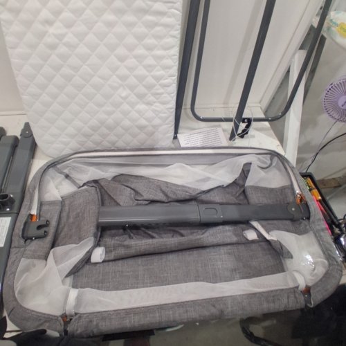 HEIGHT ADJUSTABLE BABY BASSINET WITH WHEELS - 33LBS CAPACITY - GREY / ORANGE (MODEL: ETD046DG) image 6