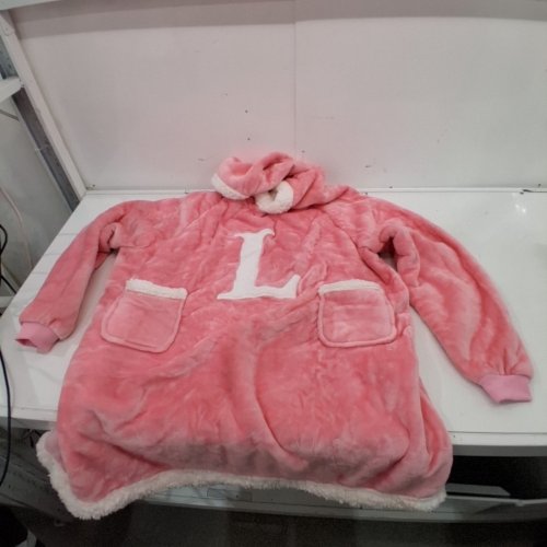 WEARABLE BLANKET HOODIE WITH LETTER 'L' - OVERSIZED BLANKET, OSFM - PINK image 3