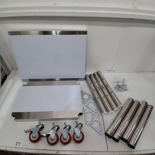 VEVOR 2-TIER METAL ROLLING WORKTABLE CART WITH LOCKING CASTER WHEELS - 24" X 18" X 34" image 2