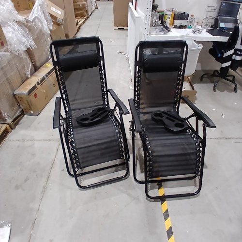 2PK JEAREY ZERO GRAVITY LOUNGE CHAIRS WITH CUP HOLDER TRAYS - BLACK (MODEL: A043-005-001) image 2