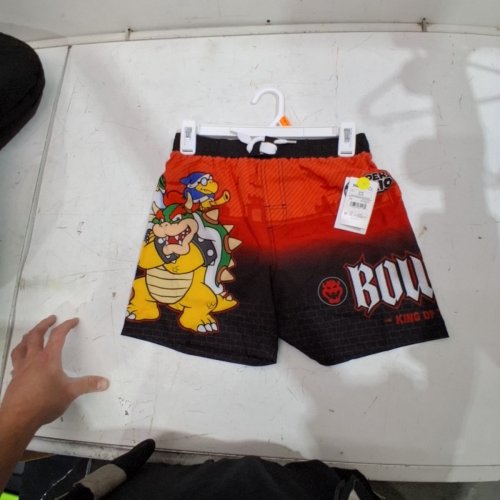 BOYS' SUPER MARIO BOWSER SWIM SHORTS - M 10/12 - RED / ORANGE image 3