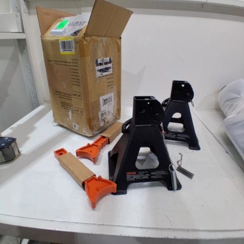 2PK ADJUSTABLE HEIGHT DOUBLE LOCKING JACK STANDS - 3 TON - BLACK/ORANGE (MODEL: ‎HM3141C) image 2
