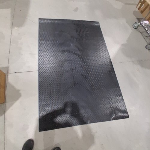 NON -SLIP DIAMOND PLATE TEXTURED INDUSTRIAL FLOOR MAT - 74.5" X 48" - BLACK image 2