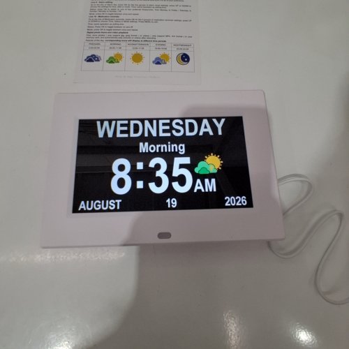 LONGSEA DIGITAL CALENDAR/ CLOCK - 8" - WHITE image 2