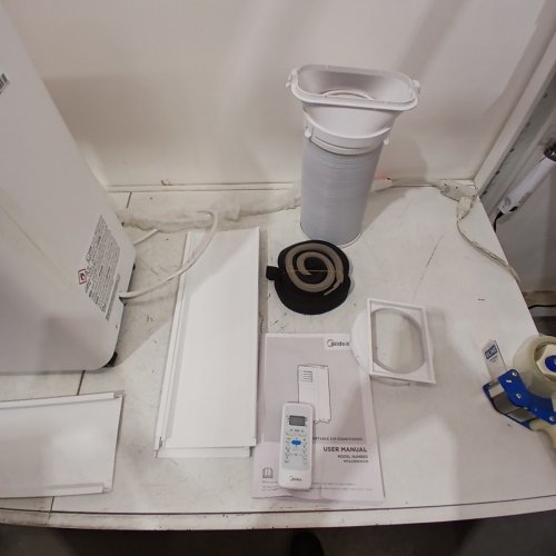 MIDEA PORTABLE AIR CONDITIONER WITH COMPACT INDOOR COOLING UNIT WITH REMOTE CONTROL, EASY-ROLL CASTERS, 3-IN-1 COOLING, FAN AND DEHUMIDIFIER MODES - 5,000 BTU - WHITE (MODEL:MPA05RWWCM) image 3