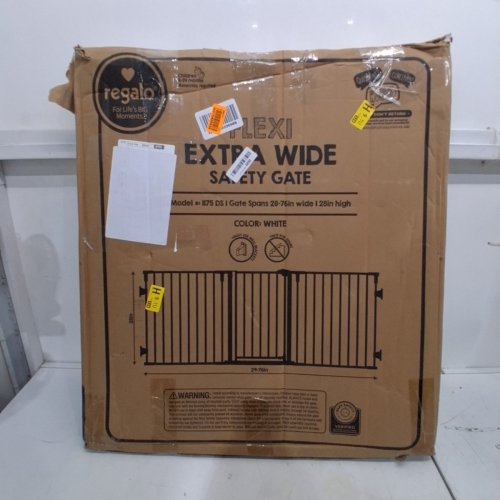 REGALO FLEXI EXTRA WIDE METAL WALK THROUGH SAFETY GATE - WHITE (28" TO 76") (MODEL:1175 DS) image 3