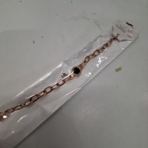 WOMENS ROMAN NUMBER ADJUSTABLE CHAIN LINK STYLE BRACELET - STAINLESS STEEL ROSE GOLD image 3