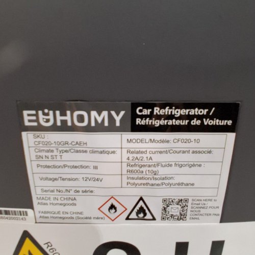 EUHOMY CAR REFRIGERATOR COMPRESSOR ELECTRIC COOLER WITH APP CONTROL - 10L - GREY (MODEL: CF020-10GR-CAEH) image 9
