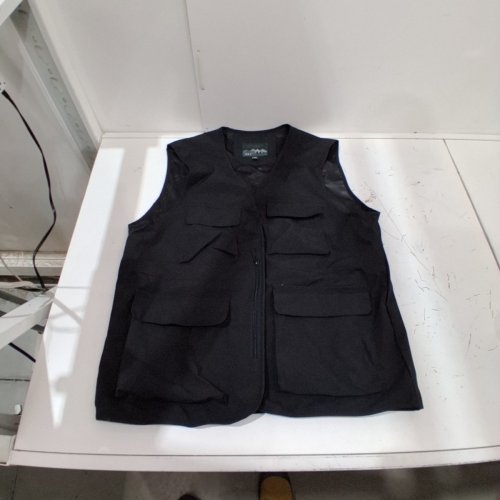 MEN'S LIGHTWEIGHT COLLARED VEST WITH POCKETS - 2XL - BLACK image 2