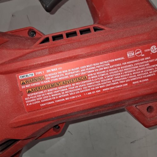 CRAFTSMAN 20V MAX CORDLESS HARD SURFACE BLOWER **TOOL ONLY** - RED/BLACK (MODEL: CMCBL710) image 4