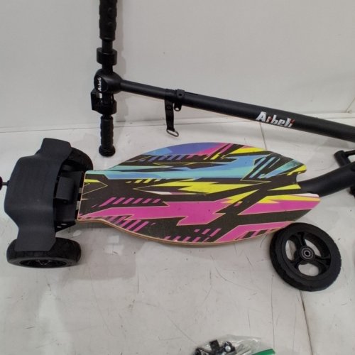 ARBELI 4-WHEEL ELECTRIC SCOOTR FOR KIDS - AGES 8+ 13KM/H - BLACK/MULTICOLOR image 4