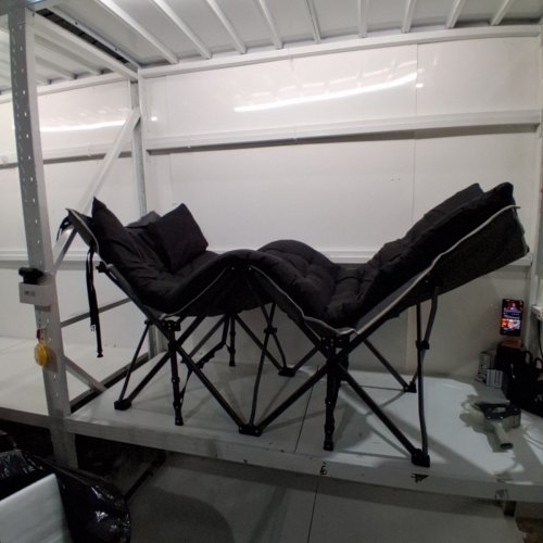 FOLDING CAMPING COT WITH MATTRESS TOPPER - 78" X 32" - GREY/BLACK image 2