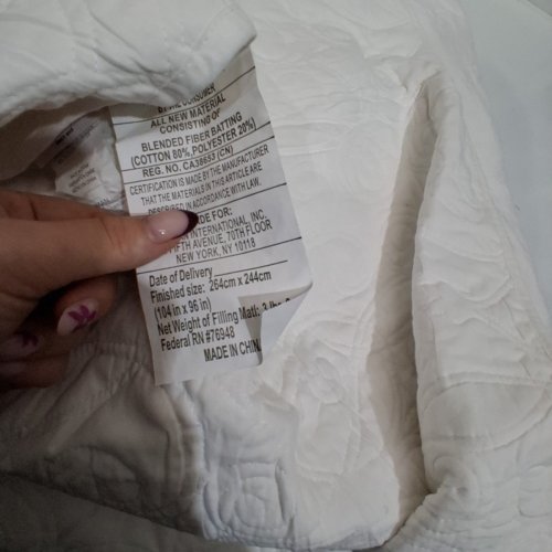 3PC LAURA ASHLEY QUILTED BLANKET AND PILLOWCASE SET - KING - WHITE image 5