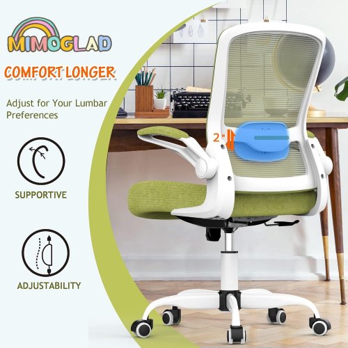 MIMOGLAD HIGH BACK HOME OFFICE CHAIR WITH ADJUSTABLE LUMBAR - 42.52" X 19.68" - PEAR GREEN image 3