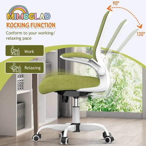 MIMOGLAD HIGH BACK HOME OFFICE CHAIR WITH ADJUSTABLE LUMBAR - 42.52" X 19.68" - PEAR GREEN image 4