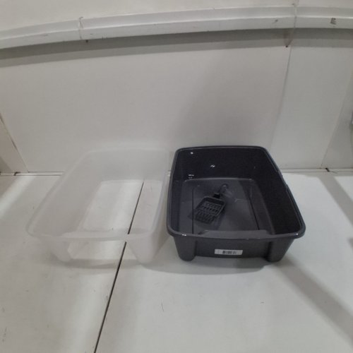 IRIS OPEN TOP CAT LITTER BOX KIT WITH SHIELD - 16" X 12" - GREY/CLEAR (MODEL: CLH-12) image 2
