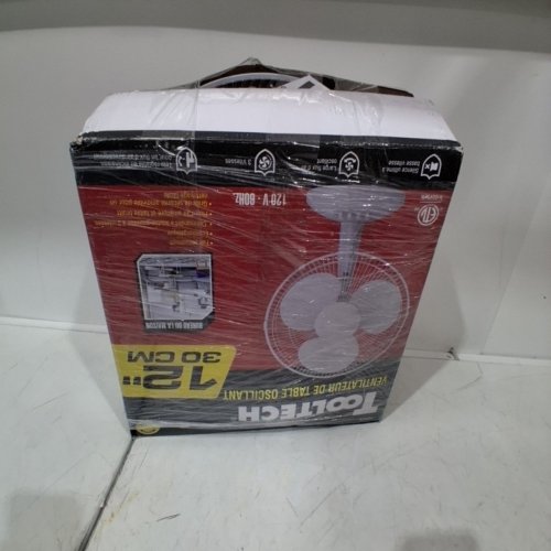 TOOLTECH 3-SPEED OSCILLATING DESK FAN - 12"D - WHITE (MODEL: 100075) image 6