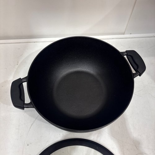 TRAMONTINA PRE-SEASONED CAST IRON KADAI/WOK - 7 QT, 12" - BLACK image 3