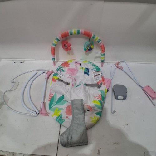 BRIGHT STARTS 3 POINT HARNESS VIBRATING BOUNCER WITH TOY BAR - FLAMINGO VIBES (MODEL:12228) image 3