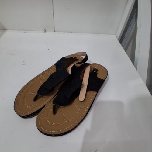 YCHAO PLATFORM WEDGE OPEN TOE SANDALS - 12 - BLACK/BROWN image 2