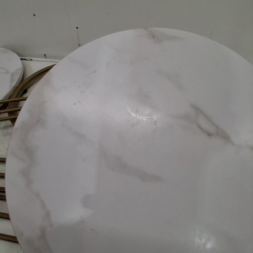 2PC HUHOTE ROUND NESTING COFFEE TABLE SET - 23.6" X 17" - MARBLE WHITE/GOLD (MODEL: HM3055) image 4