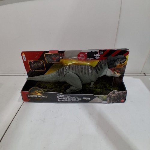 MATTEL ​JURASSIC WORLD REBIRTH POWER DEVOUR TYRANNOSAURUS REX DINOSAUR FIGURE - 21.45" X 8.4" - GREY (MODEL: JGB50) image 2