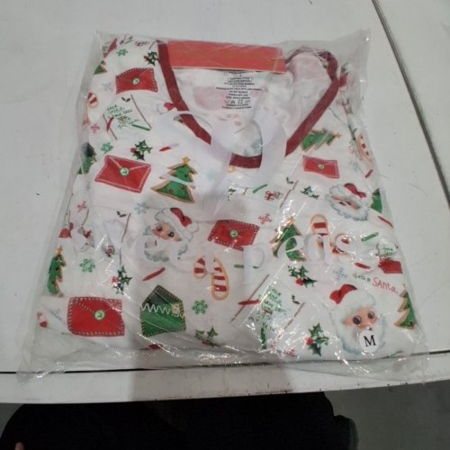 2PC WOMEN'S SWEET PEAS CHRISTMAS PAJAMAS SET - MEDIUM - WHITE/GREEN/RED image 2