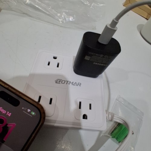 GOTMAR FLAT PLUG POWER BAR WITH USB C - 4FT - WHITE (MODEL: WT-2301-PL) image 2