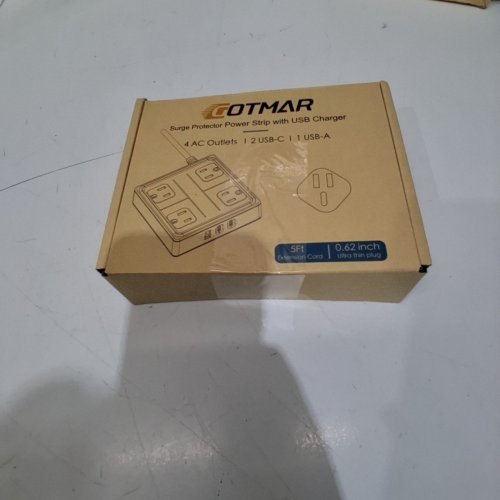 GOTMAR FLAT PLUG POWER BAR WITH USB C - 4FT - WHITE (MODEL: WT-2301-PL) image 4